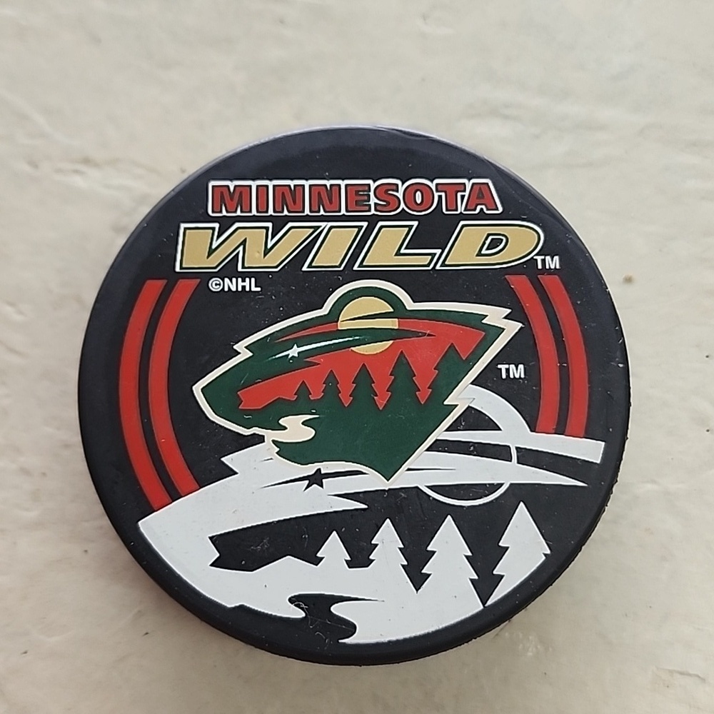 Retro Minnesota Wild NHL hockey puck